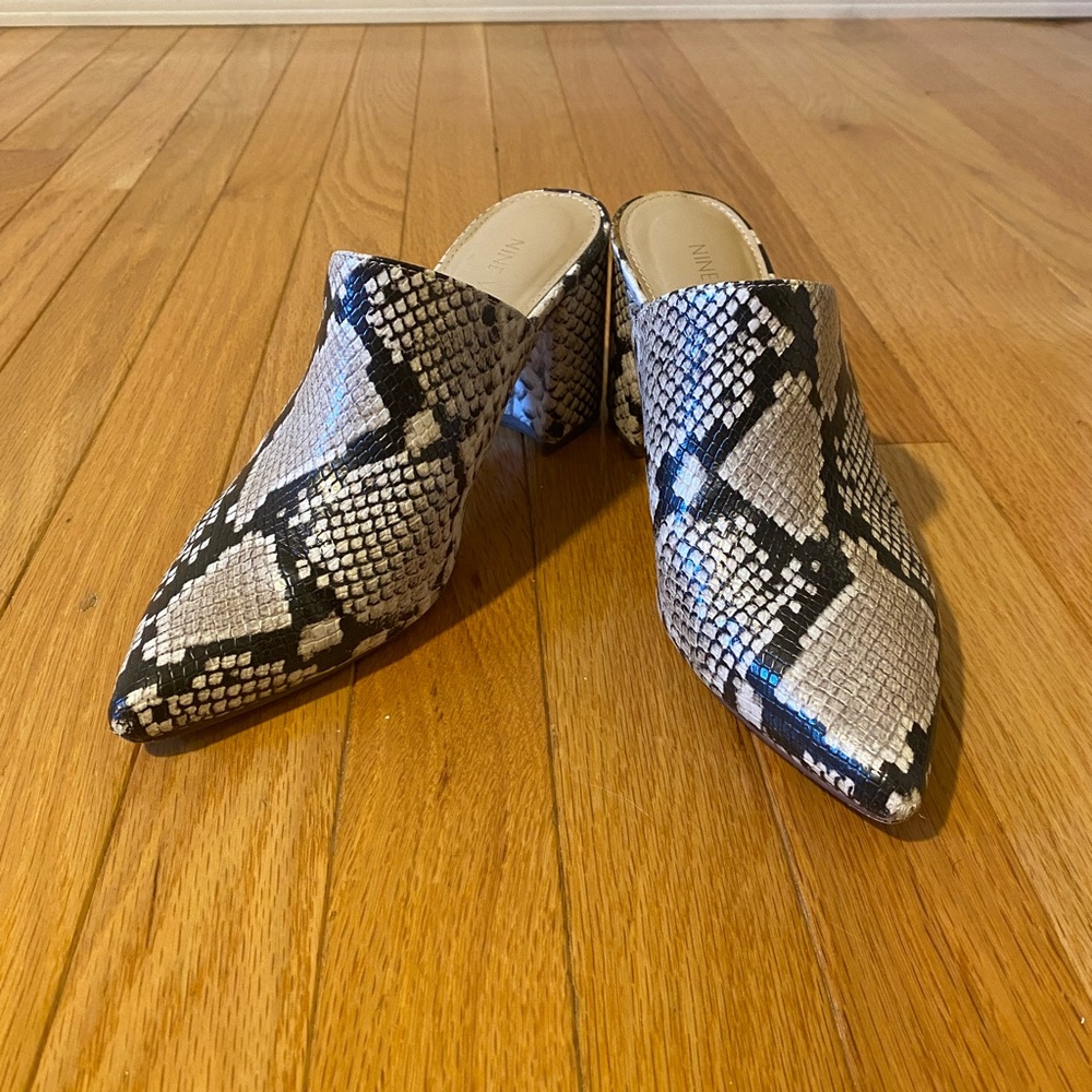 Nine West Snakeskin Mule Block Heels
